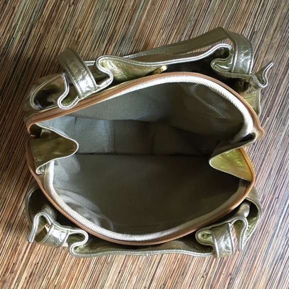 SAS Gold Handbag Leather Hobo Lots of Pockets Shoulder Bag - Picture 8 of 16